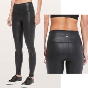 Lululemon Wunder Under high rise leggings, Black shine. Size 6.